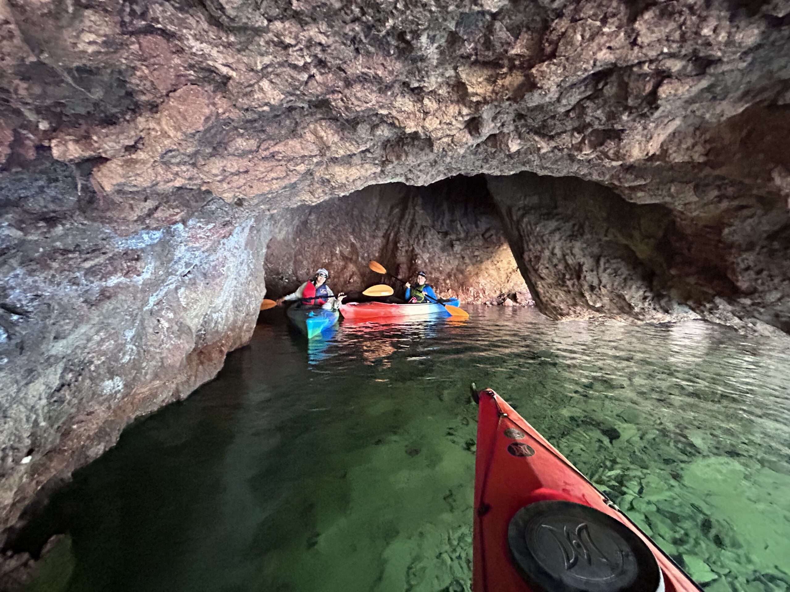 Blog 2 Veteran Kayaks POV Kayaking Into The Famous Emerald Cave With Veteran Kayaks Las Vegas Kayak Tour scaled Veteran Kayaks